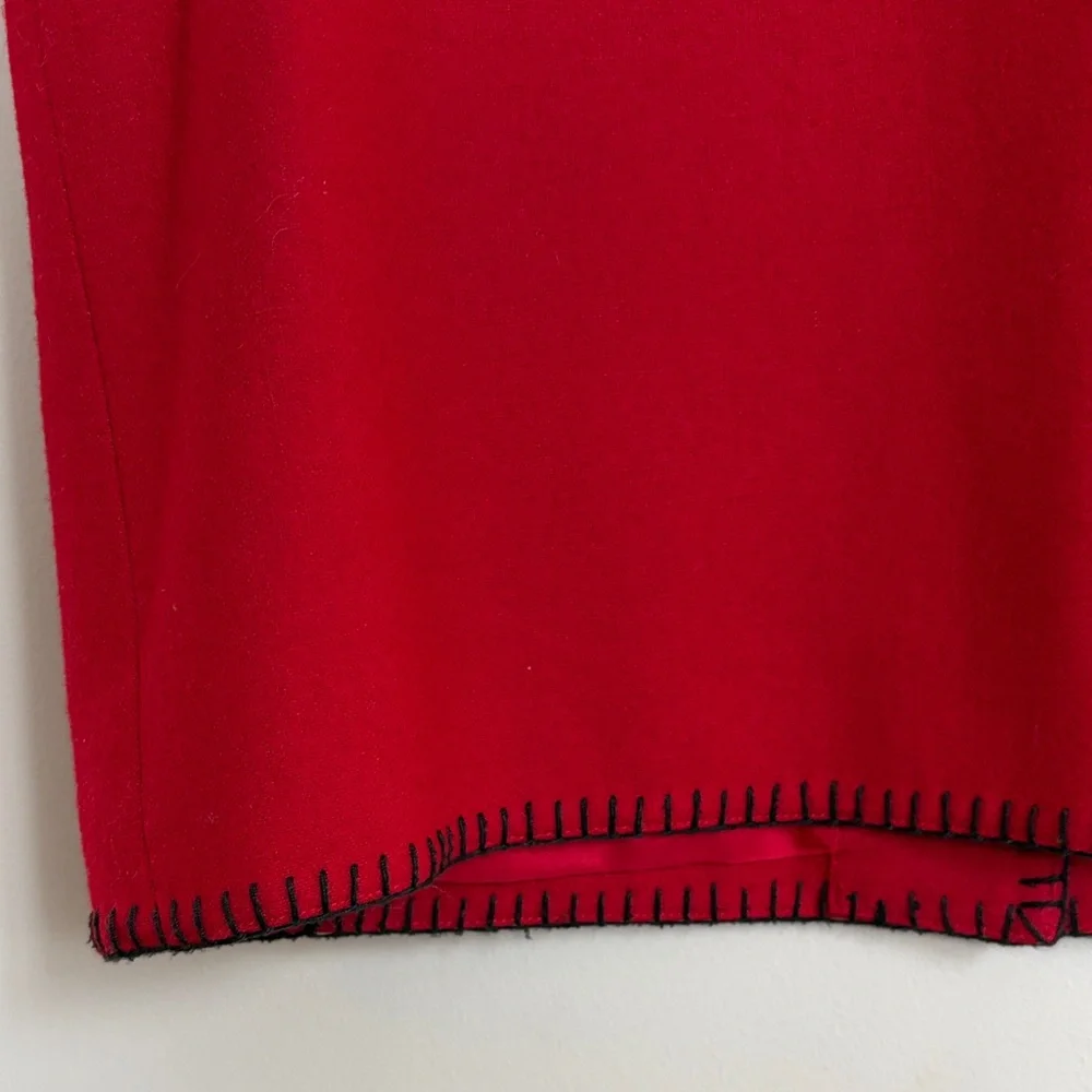 Talbots Red‎ Embroidered Folk Vest Wool